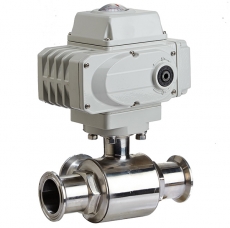 L-type sanitary three-way quick-loading ball valve with electric head