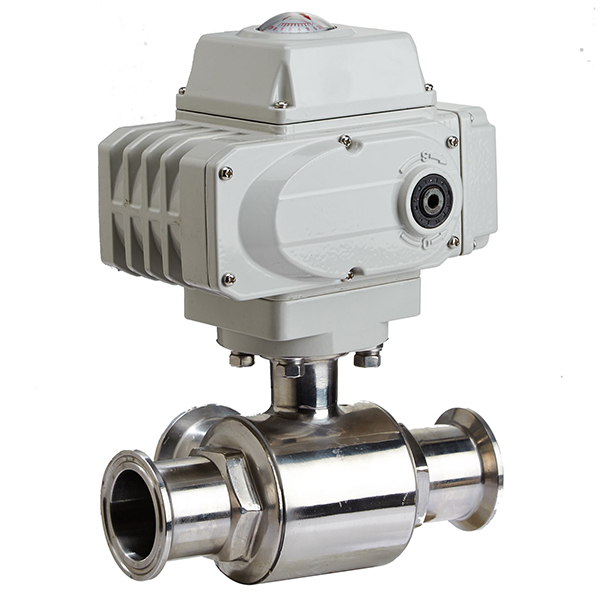 L-type sanitary three-way quick-loading ball valve with electric head