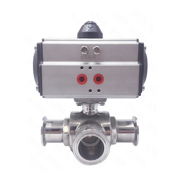 Pneumatic three-way quick-loading ball valve