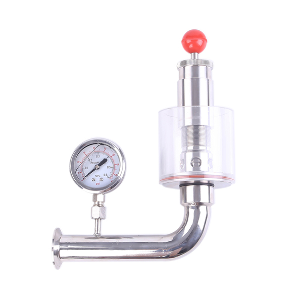 Water-sealed pressure valve with pressure gauge