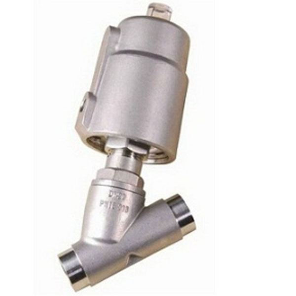 Welded corner seat valve with stainless steel head