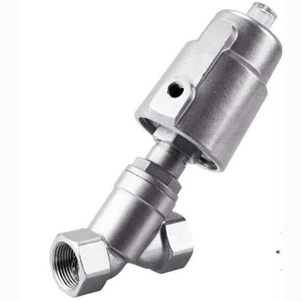 Threaded corner seat valve with stainless steel head